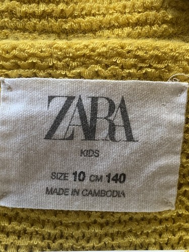 Zara Kids Sweater 10 Yellow Open Knit Long Sleeve Button Front Split Hem - Picture 7 of 8