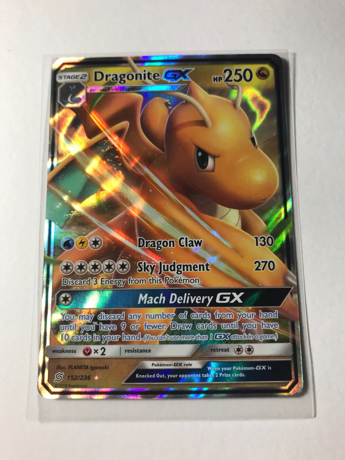 2019 Pokemon, Unified Minds, #152/236 Dragonite GX, Holo Ultra Rare