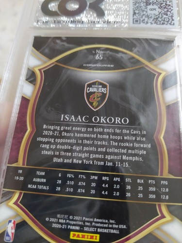 Lot 2pcs- ISAAC OKORO 2020-21 PANINI SELECT RC NBA card (Graded by COR-8.5) - Picture 4 of 4