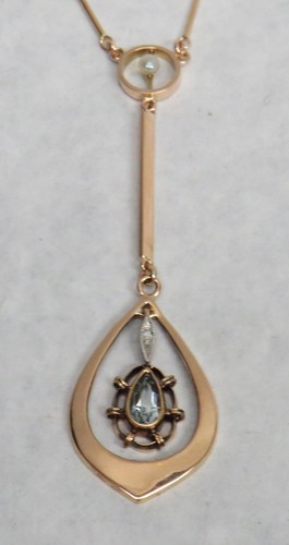 SWEDISH 1916 14K GOLD VICTORIAN NATURAL SEED PEARL & AQUA 17" NECKLACE - 第 1/10 張圖片