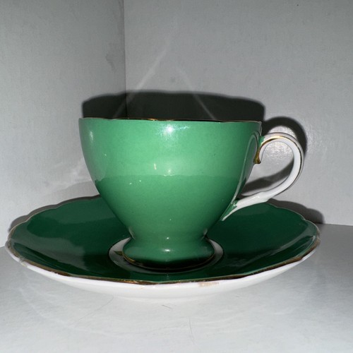 1940’s Foleys Green Tea Cup Malvern Foot & Saucer English Floral China #12 - Bild 9 von 10