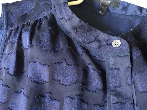 J.Crew Navy Blue 1/2 Button Up Sleeveless Sheer Top Blouse w Cami Top Size 4 - Picture 4 of 9