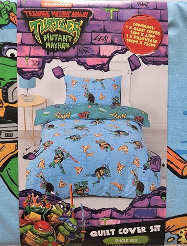 Licensed TEENAGE MUTANT NINJA TURTLES TMNT Reversible SINGLE Bed Quilt Cover Set - Bild 1 von 6