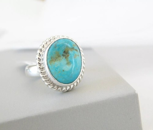 New Charles Albert 950 Fine Sterling Silver Kingman Turquoise Cable Ring - Picture 8 of 15