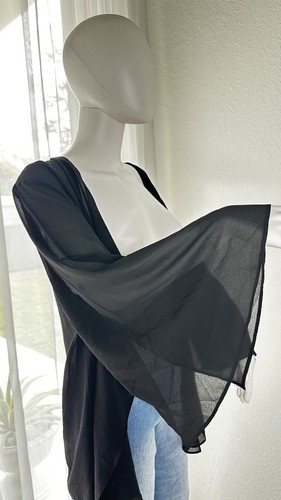 Women’s Sheer Black Kimono CardiganOpen Front Chiffon with Flowy Bell SleevesXXL - Picture 13 of 16