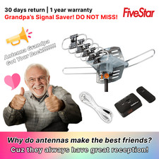BEST HDTV 1080P Outdoor Amplified Digital Antenna 360 Rotor UHF VHF FM 150 Mile