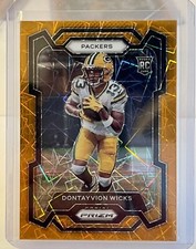 2023 Dontayvion Wicks Panini Prizm Orange Lazer Prizm RC #333 Packers SP