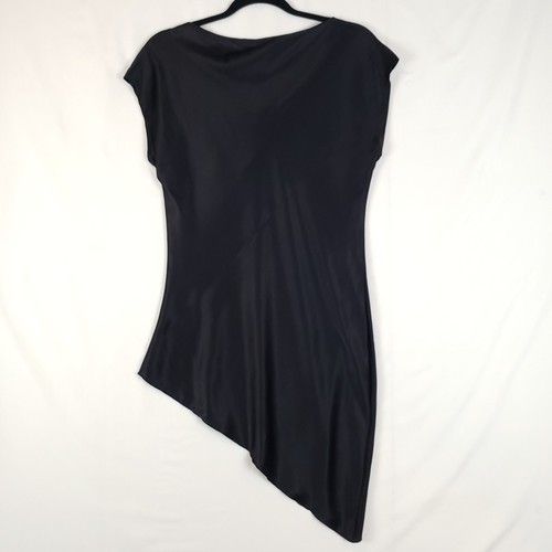 Vtg Cache Silk Blouse Womens Medium Cowl Neck Cap Sleeve Asymmetric Hem Tunic - Picture 10 of 11