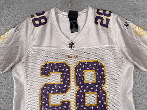 Minnesota Vikings Football Jersey Women Small White #28 Adrian Peterson Reebok - Picture 4 of 18