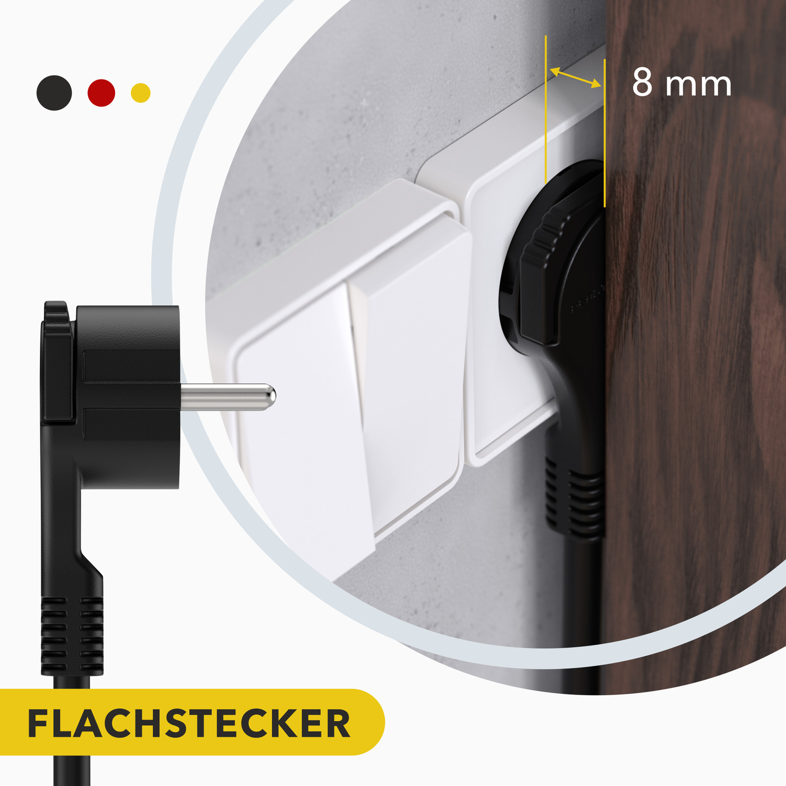 5m Steckdosenleiste mit USB 3 Fach 3er Verlängerungskabel Flachstecker Schwarz