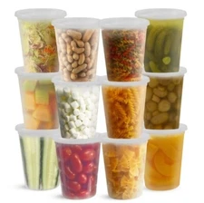 32 oz Heavy Duty Large Round Deli Food/Soup Plastic Containers w/ Lids BPA free