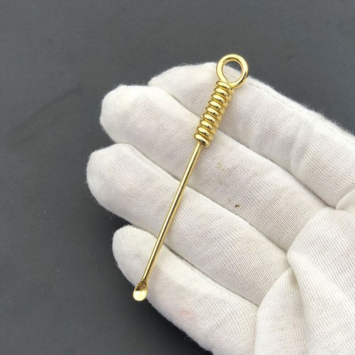 Vintage Brass Mini Gold Spoon Shovel Powder Spoon Tool Key Earpick Chain Pendant - Picture 2 of 13