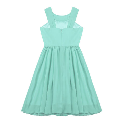 Mädchen Festlich Chiffon Kleider Kinder Sommer Hochzeits gefaltete Partykleider - Bild 14 von 63