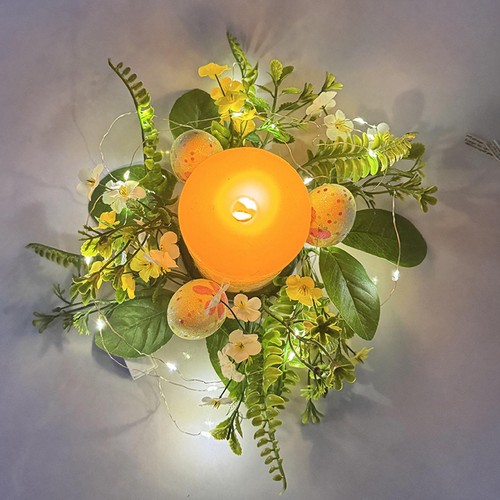 1x Easter Candle Ring Wreath Easter Artificial Eggs Candle Ring Table Decoration - Picture 12 of 16