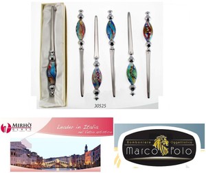 N.1 tagliacarte con lama e manico in vetro di murano in 6 decori e ... Decori e colori