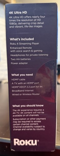 Roku 4 Lettore multimediale streaming 4K Ultra HD, 4400R nuovo sigillato - Foto 4 di 4