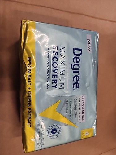 4 Bars Degree Maximum Recovery Epsom Salt + Citrus Extract Bar Soap 3.75 Oz. - Picture 2 of 7