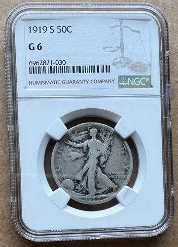 1919 S 50C NGC G 6 1919-S WALKING LIBERTY HALF DOLLAR SILVER 50c