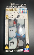 Peanuts Snoopy 6 Pair Casual Crew Socks M 7-12 W 8-13 Socks Are New Box Torn