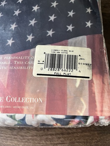 Vintage Ralph Lauren Kimberly Floral Blue Full Flat Sheet Made in USA New - Picture 4 of 4