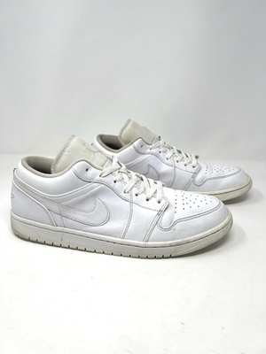 Nike Air Jordan 1 Low Triple White Leather Sneakers Mens Size 13