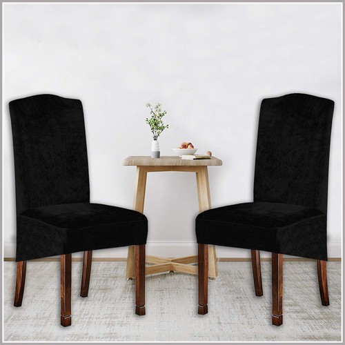 Velvet Plush XL Dining Chair Covers, Stretch Chair Slipcover, Spandex High Ch... - Picture 5 of 7