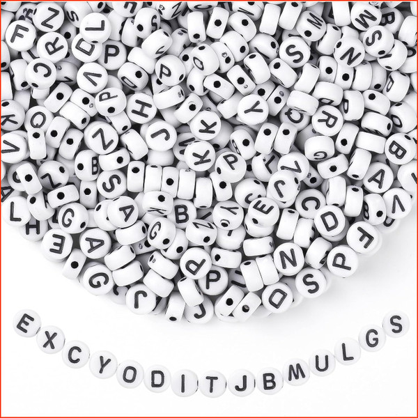 Buchstabenperlen Set 1200 StüCk A-Z 7Mm Acryl Rund FüR ArmbäNder Selber Machen-image