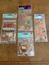 New Scrapbook  Autumn Fall Stickers Jolee’s Hay Ride Pumpkins Leaves Wreath