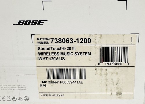 ✅ New, Factory Sealed, Bose SoundTouch 20 Series III, White - Latest Version - Picture 10 of 10
