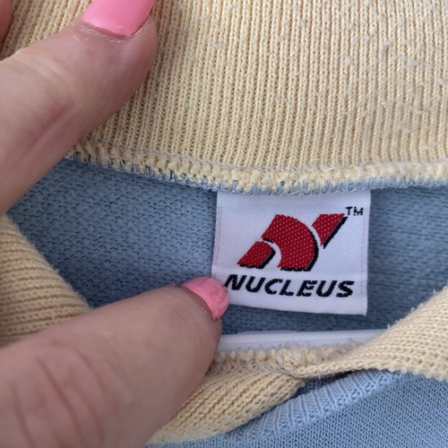 Vintage Nucleus Oma Sweatshirt Pullover Rundhalspullover Kragen XL Babyblau 90er - Bild 3 von 4