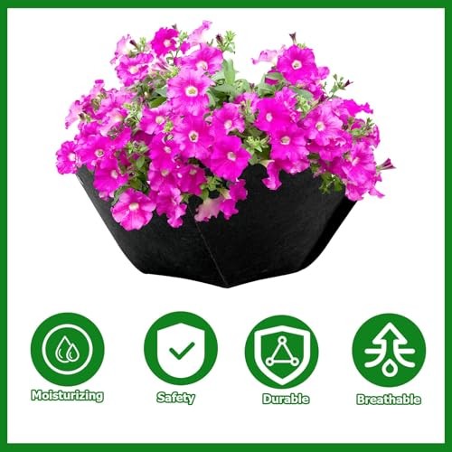 Doublures de panier de jardinière suspendue 14 pouces, paquet de 3 paniers ronds suspendus doublures - Photo 4 sur 7