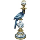 40cmCandlestick Dutch Blue Parrot Hand Painted Decorative Figure Tropical Design