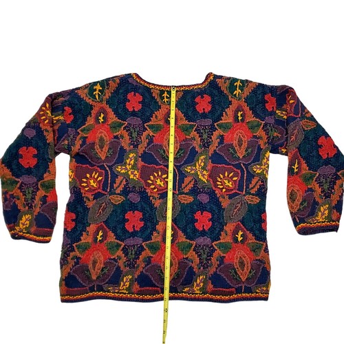 Vtg Express Tricot Hand Knitted Sweater Women’s S Chunky Colorful Bloomcore - Picture 8 of 9