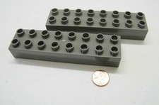 LEGO Duplo 2 TAUPE GRAY LONG 2x8X1 BRICKS Blocks Lot House Town Building Castle