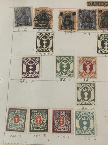 Danzig Briefmarkensammlung 1920’er-30’er Jahre Aufdrucke Inflation 2 Albumseiten - Bild 3 von 11