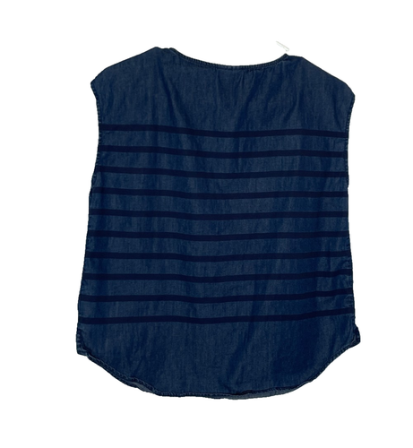 Girls' 150 cm Hanna Andersson Blue Denim Stripe Short Sleeve Chambray Shirt - Picture 5 of 5