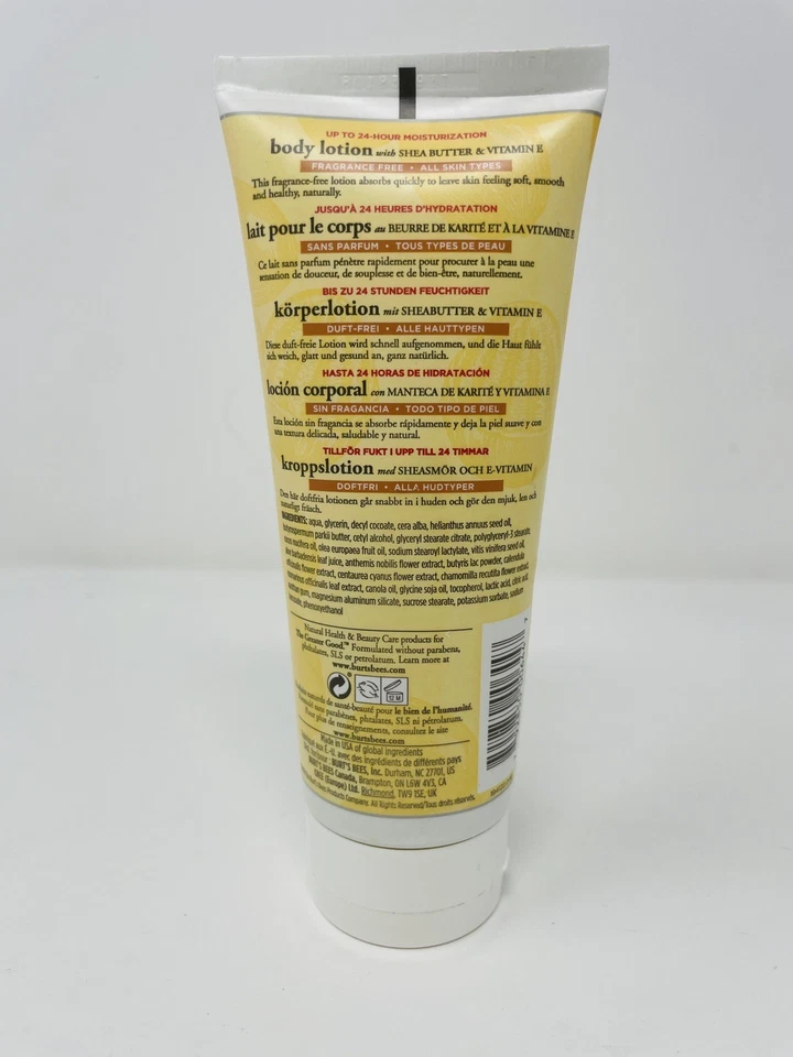 Loción corporal sin fragancia Burt's Bees todo tipo de piel manteca de karité vitamina E 6 oz Foto 2 de 4