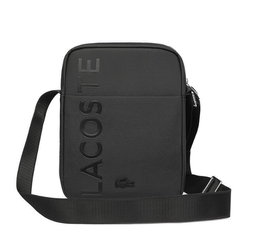 Brand New Men's Lacoste Black Cross Bag - Trendy Stand-Up Design, Perfect Gift - Picture 2 of 9