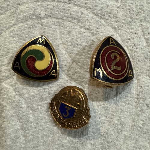 Three AMA Member Lapel Pin American Motorcyclist Assoc 1/2/3 Year Pins Pinbacks
