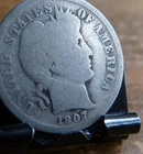 1907 P BARBER DIME 90% SILVER PHILADELPHIA 10¢