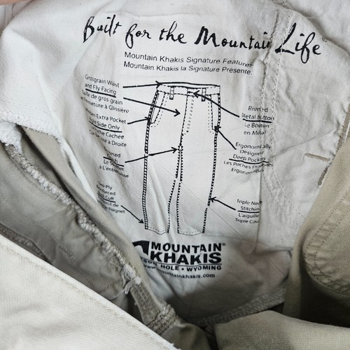 Mountain Khakis Hose Herren 35x31 Etikett 36x32 beige Bio Baumwolle Wandern Camp - Bild 15 von 15