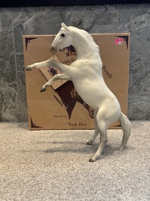 Peter Stone #9671 Rearing Horse White 1996-1998, Original Box SIGNED