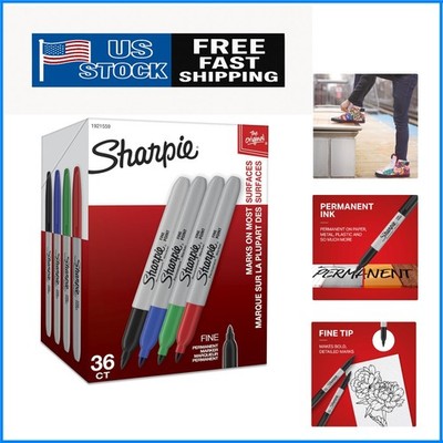 Quick-Drying 36 Count Permanent Markers - Durable Fine Tip for Any Surface