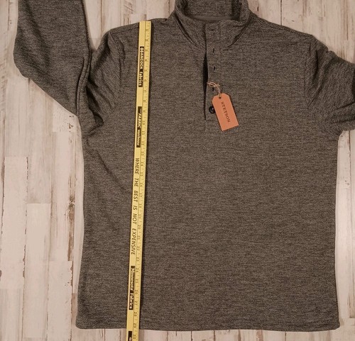 Maglione Stetson uomo L, 1/4 bottoni finto collo maglia a nido d'ape grigio western NUOVO - Foto 8 di 12