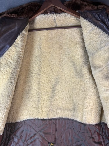 Vintage 40er 50er Pferdefell braun Leder Bomber Jacke Fellkragen passt XL - Bild 5 von 24