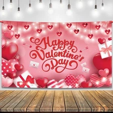 KatchOn, Happy Valentine's Day Banner - Red, 72x44 Inch | Heart Pink Arrow 