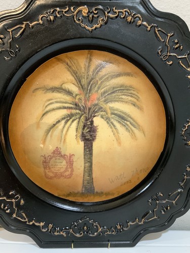 Vtg CPI 2002 Watt Zhono Tropical Palm Tree Black Gold Wall Plates Decoration Set - Picture 5 of 15