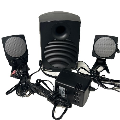 Boston ACOUSTICS BA745 Computer Speakers w/Subwoofer 2 SATELLITES PwrCORD -WORKS
