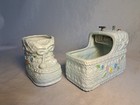 vintage Napcoware musical bassinet planter and bootie vase/planter, light blue — photo 1