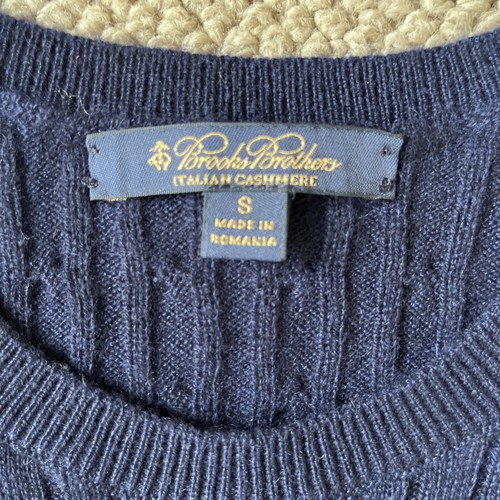 Brooks Brothers Italian Cashmere Cable Knit Sweater Navy Small - Picture 2 of 6